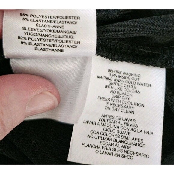 Anne Klein Plus Black Polka Dot Mesh Shoulder Flutter Sleeve Blouse Sz 1X - Picture 9 of 9